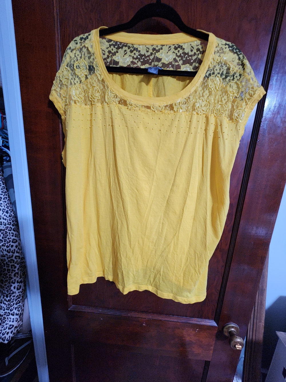 Chelsea Theodore Yellow Sleeveless Blouse Top 3X NWOT Lace Beaded Trim Plus Size